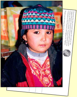 Postcard featuring little girl in Kabul